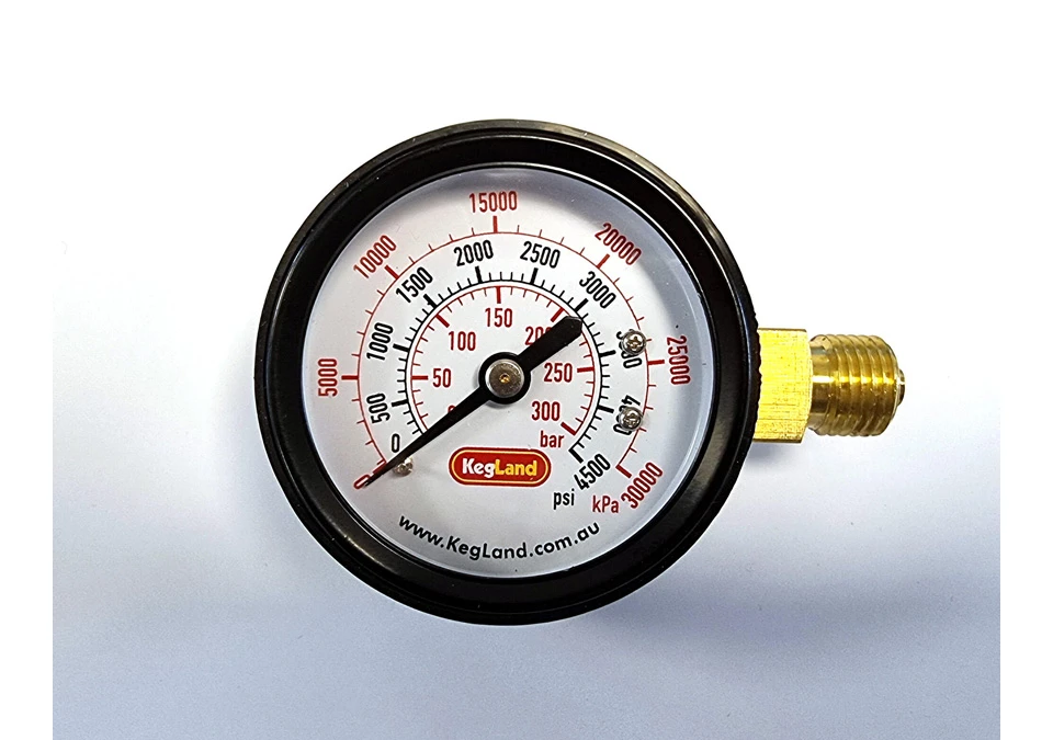 Kegland Manometer High Pressure 0-4500 psi för CO2 - 1/4" NPT