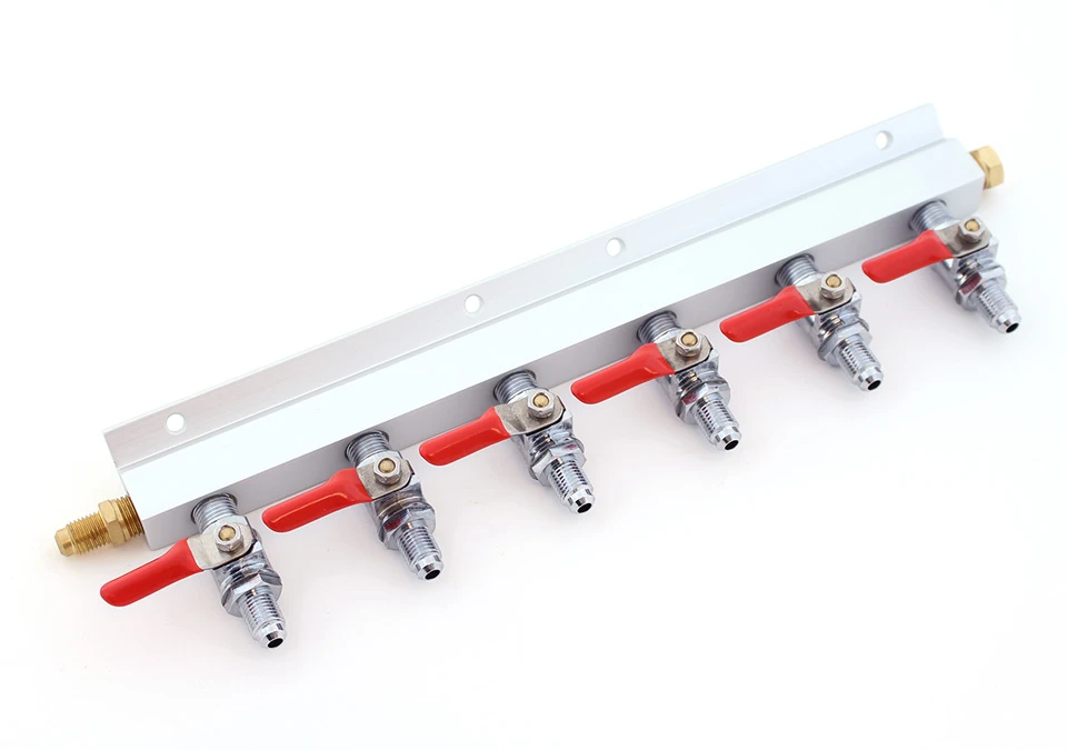 Gasfördelare - CO2 Manifold 6-vägs 1/4" MFL